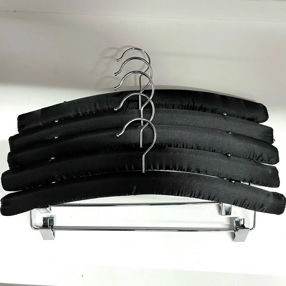 Set of 5 Black Padded Hangers for